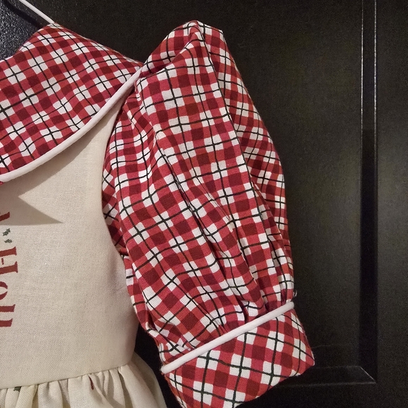 Daisy Kingdom vintage fabric/new dress Charming Red & Cream Kids Christmas Dress - Picture 5 of 11